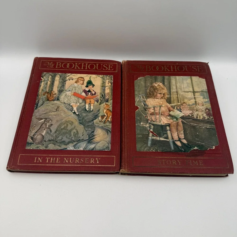 Antique 1925 My Bookhouse 2 Book Set In The Nursery Story Time Olive B Miller
